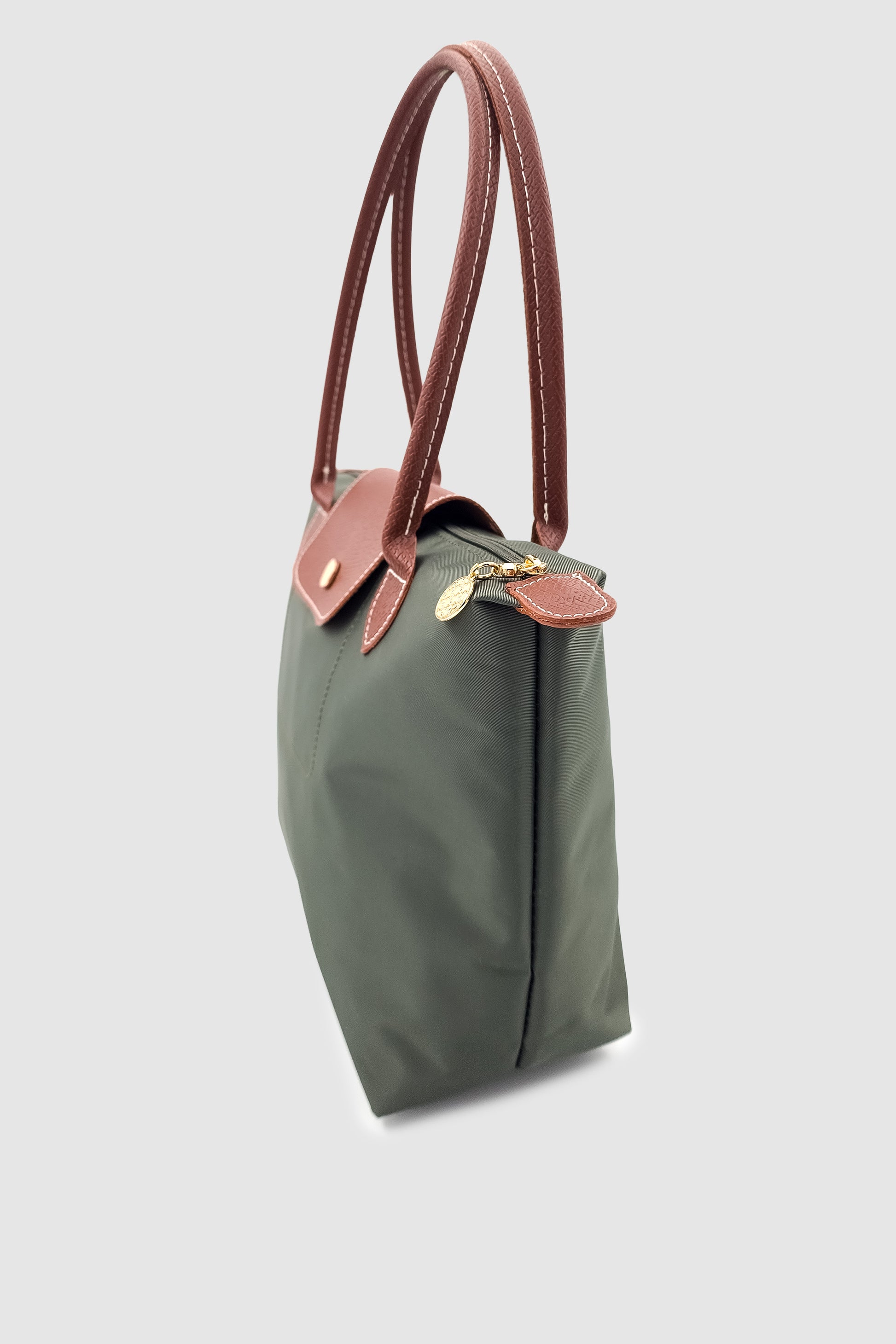 Liros Çıtçıt Kapak ve Fermuar Kapamalı Katlanabilir Büyük Boy Tote Omuz Çantası Haki-Taba