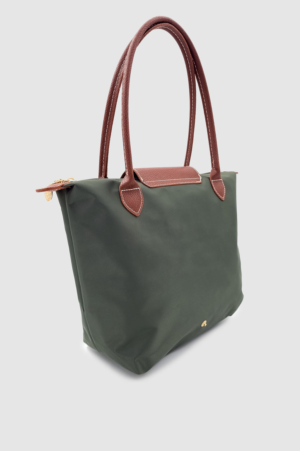 Liros Çıtçıt Kapak ve Fermuar Kapamalı Katlanabilir Büyük Boy Tote Omuz Çantası Haki-Taba