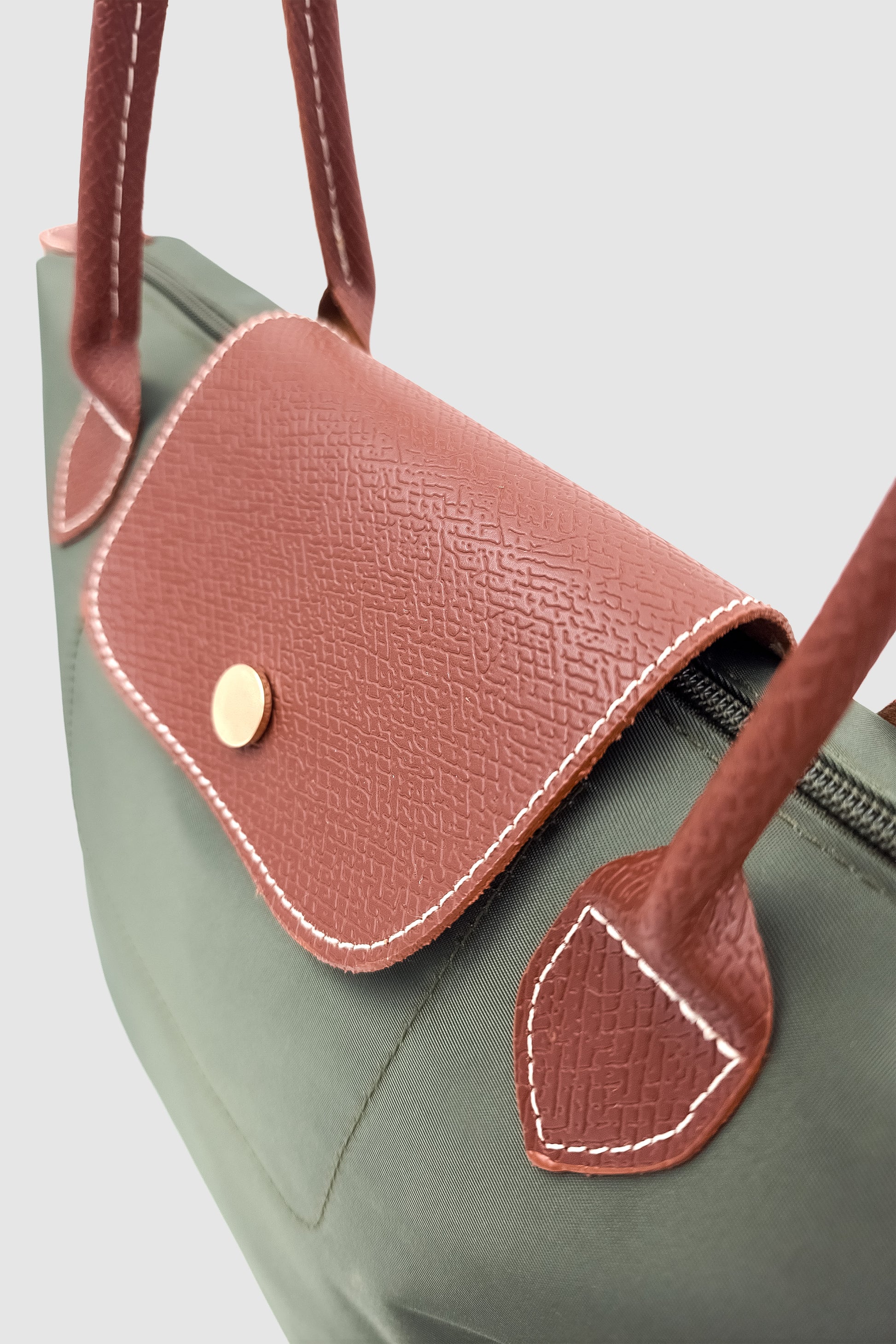 Liros Çıtçıt Kapak ve Fermuar Kapamalı Katlanabilir Büyük Boy Tote Omuz Çantası Haki-Taba