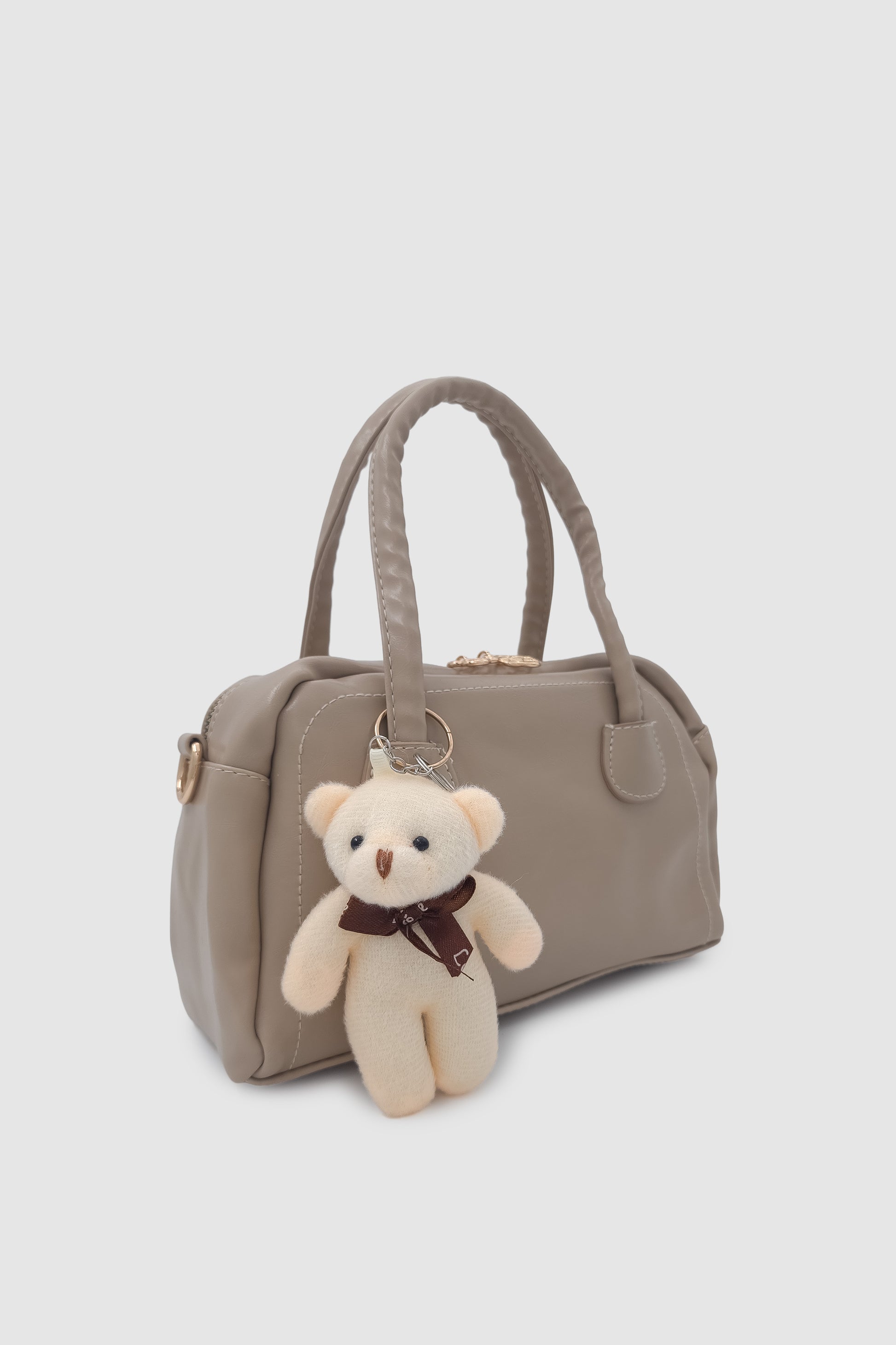 Suera Ayıcık Charmlı Günlük Mini Tote Çapraz Askılı El ve Kol Çantası Vizon