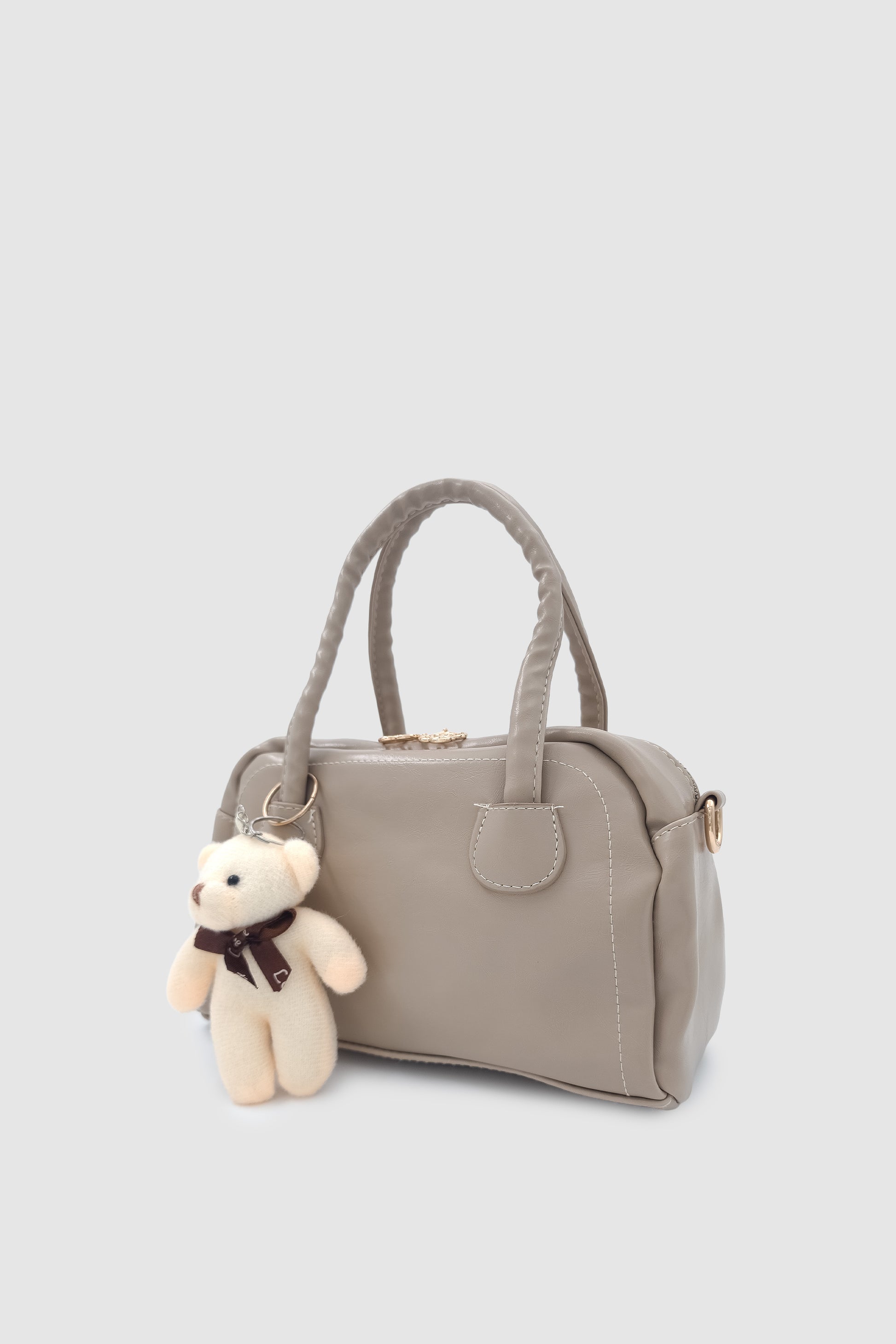 Suera Ayıcık Charmlı Günlük Mini Tote Çapraz Askılı El ve Kol Çantası Vizon