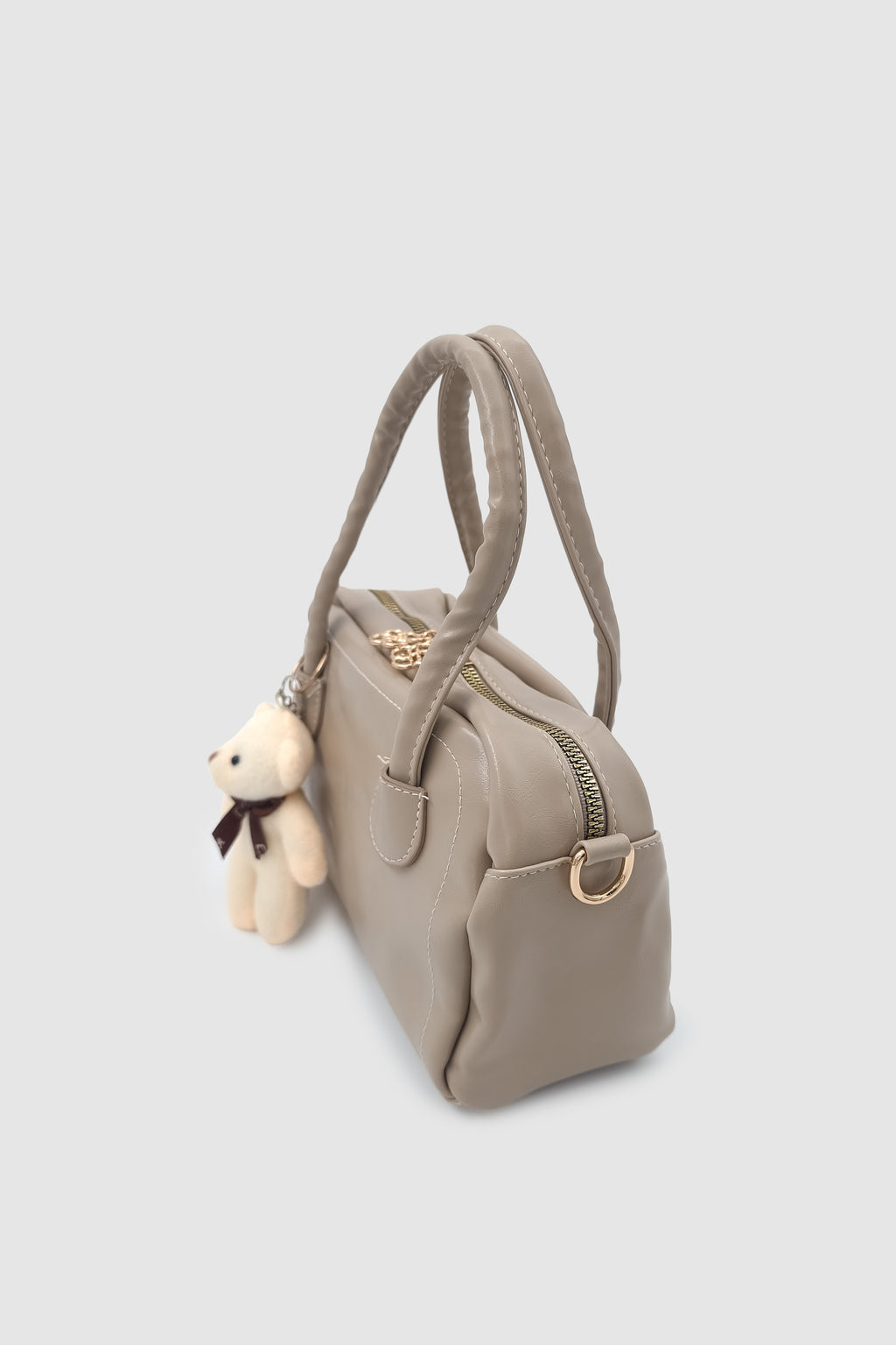 Suera Ayıcık Charmlı Günlük Mini Tote Çapraz Askılı El ve Kol Çantası Vizon