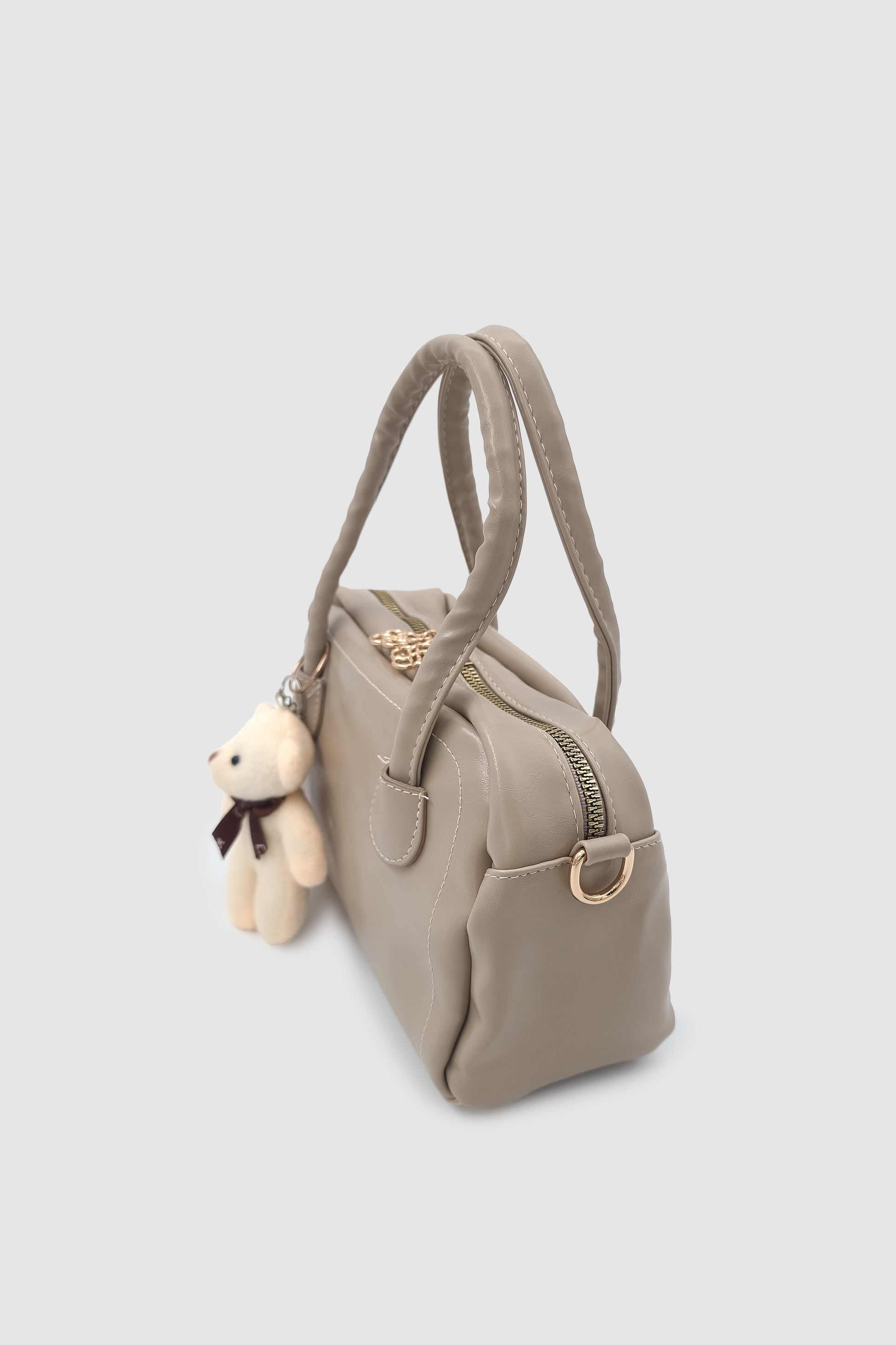 Suera Ayıcık Charmlı Günlük Mini Tote Çapraz Askılı El ve Kol Çantası Vizon