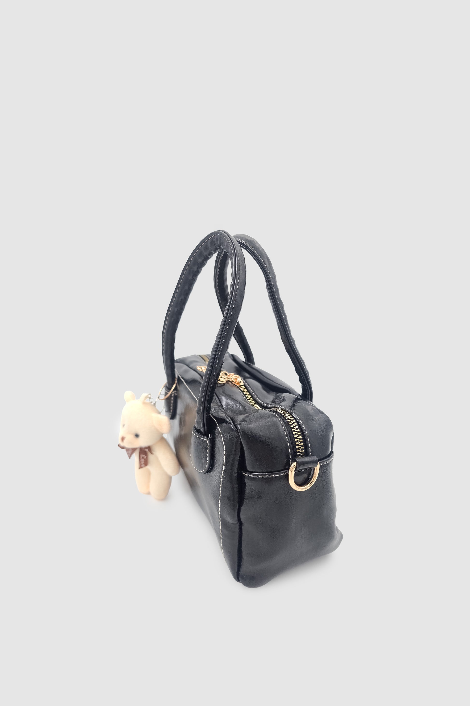 Suera Ayıcık Charmlı Günlük Mini Tote Çapraz Askılı El ve Kol Çantası Siyah