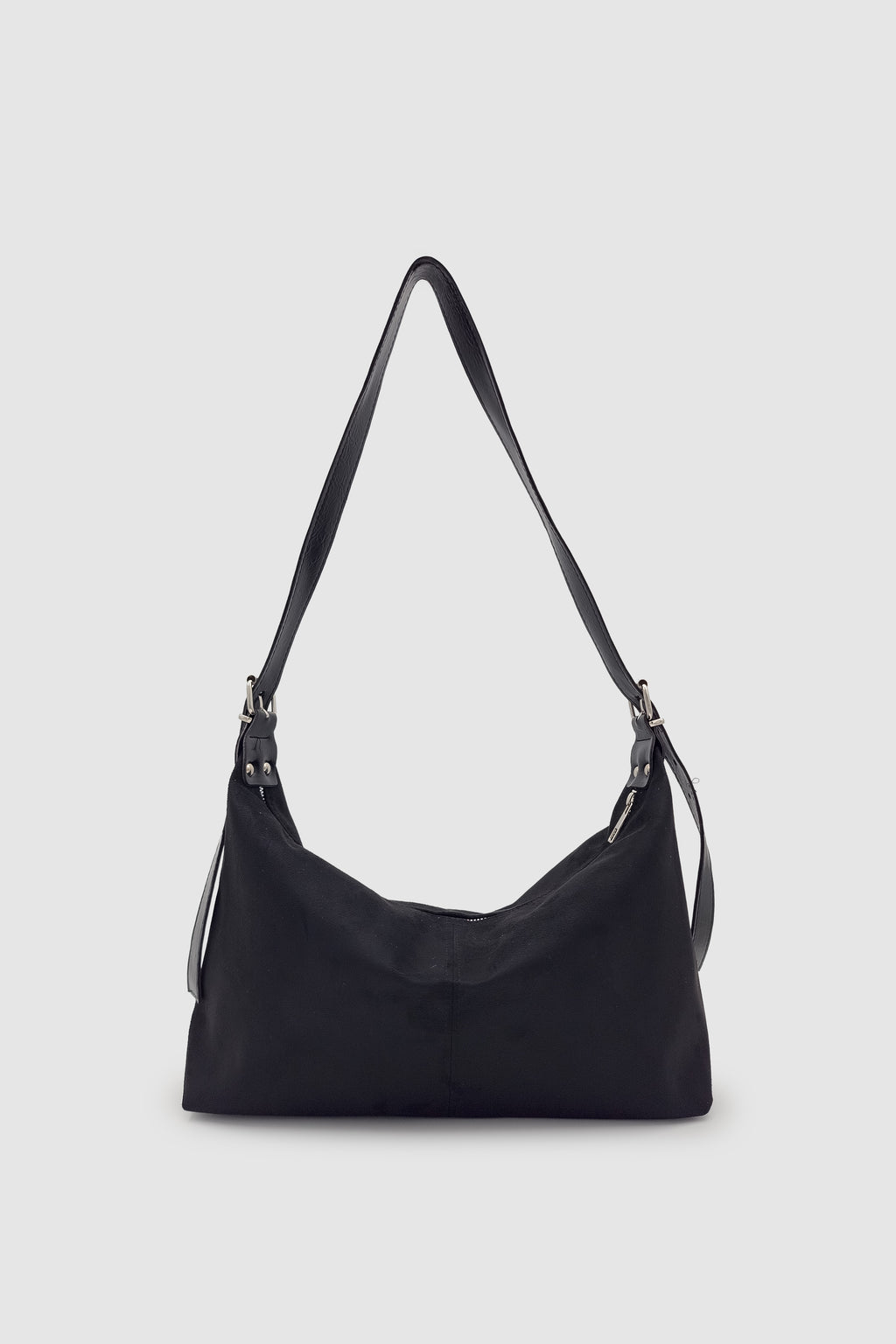 Suroa Ayarlanabilir Askılı Yumuşak Formlu Süet Hobo Kadın El, Kol ve Omuz Çantası Siyah
