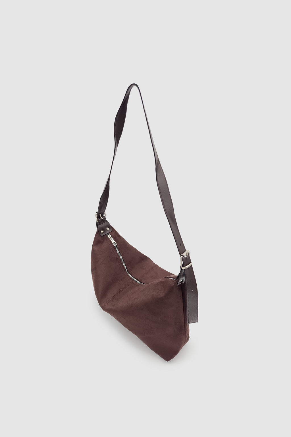 Suroa Ayarlanabilir Askılı Yumuşak Formlu Süet Hobo Kadın El, Kol ve Omuz Çantası Acı Kahve
