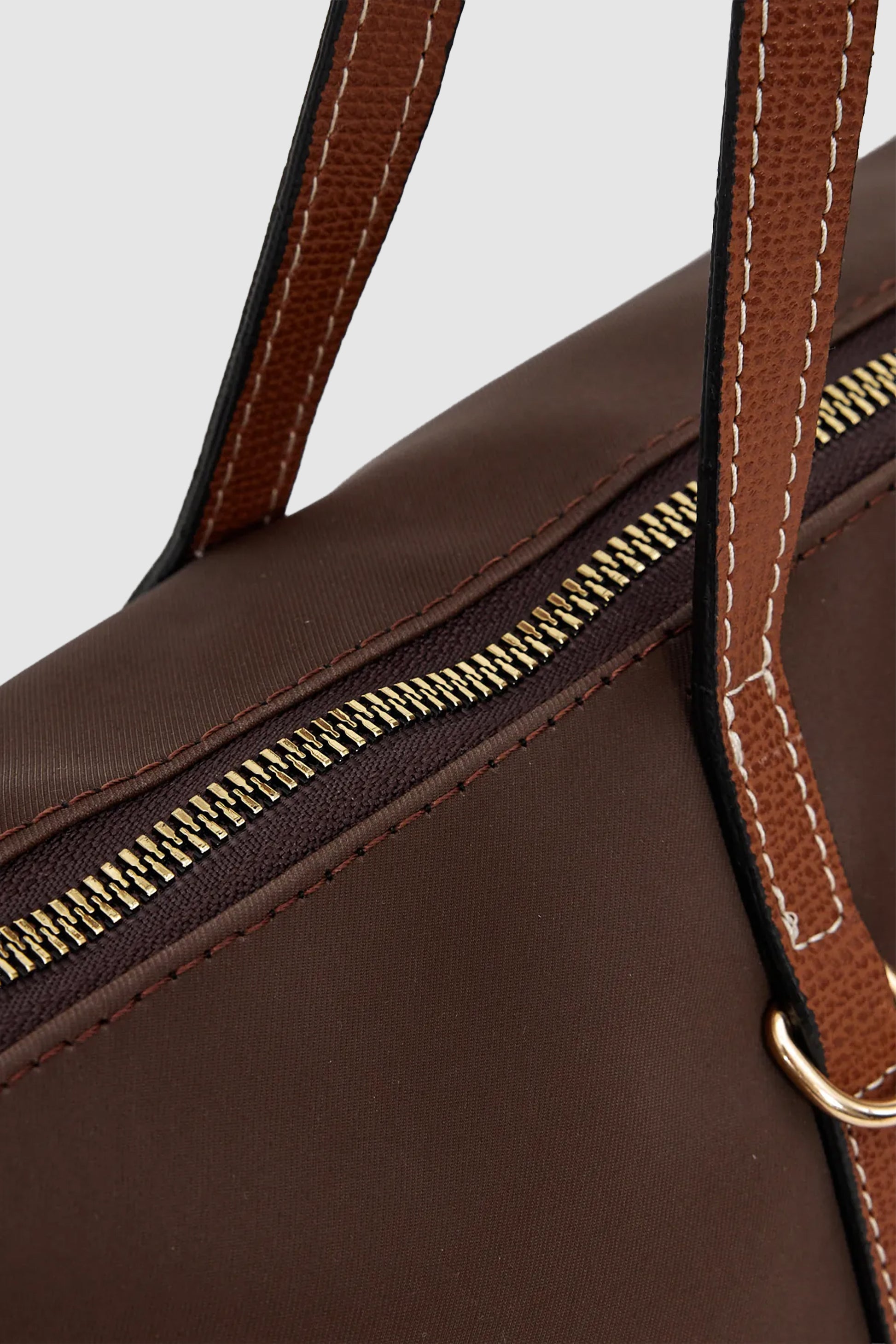 Velie Paraşüt Kumaş Şeritli Shopper Çanta Acı Kahve-Taba