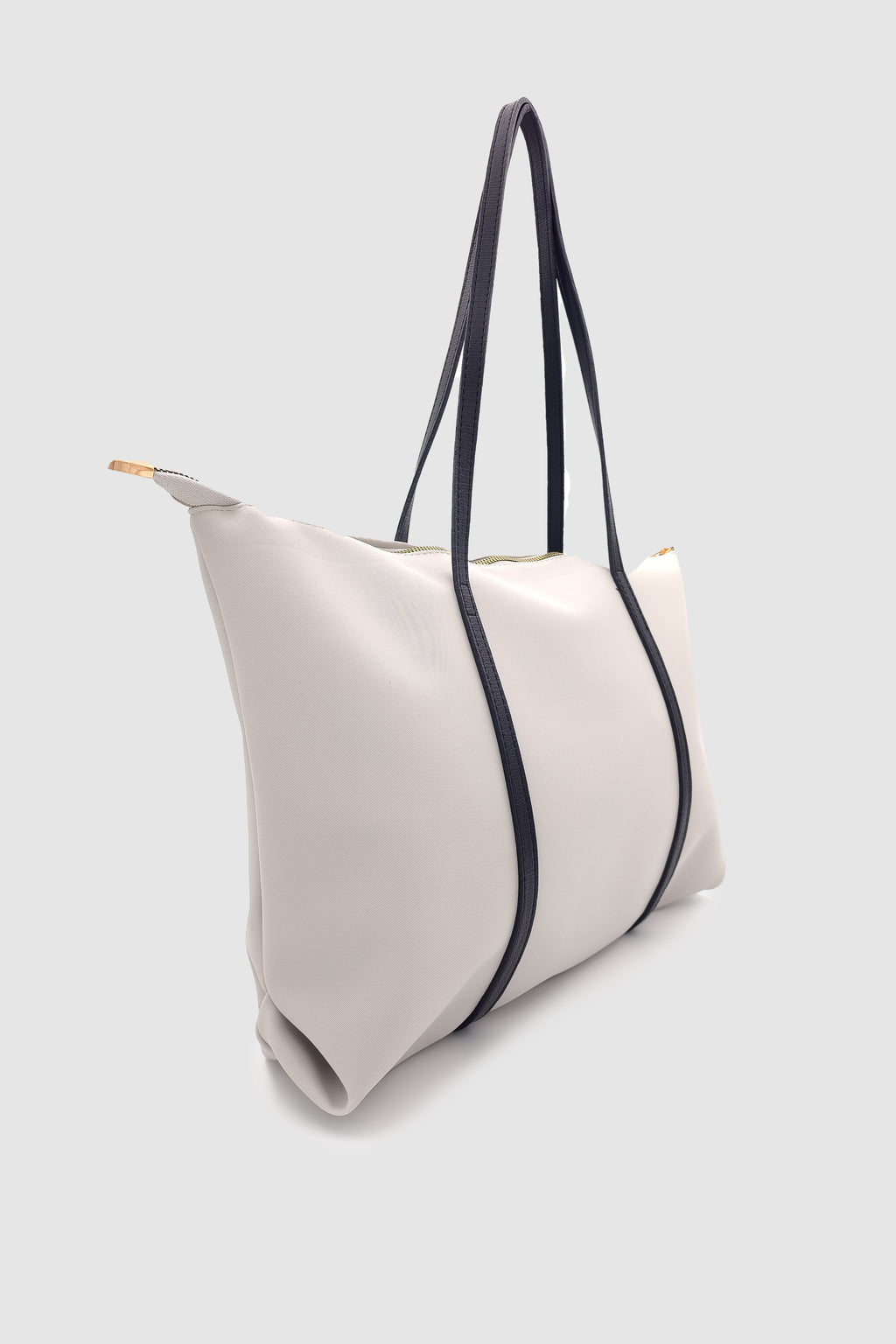 Velie Paraşüt Kumaş Şeritli Shopper Çanta Gri-Siyah