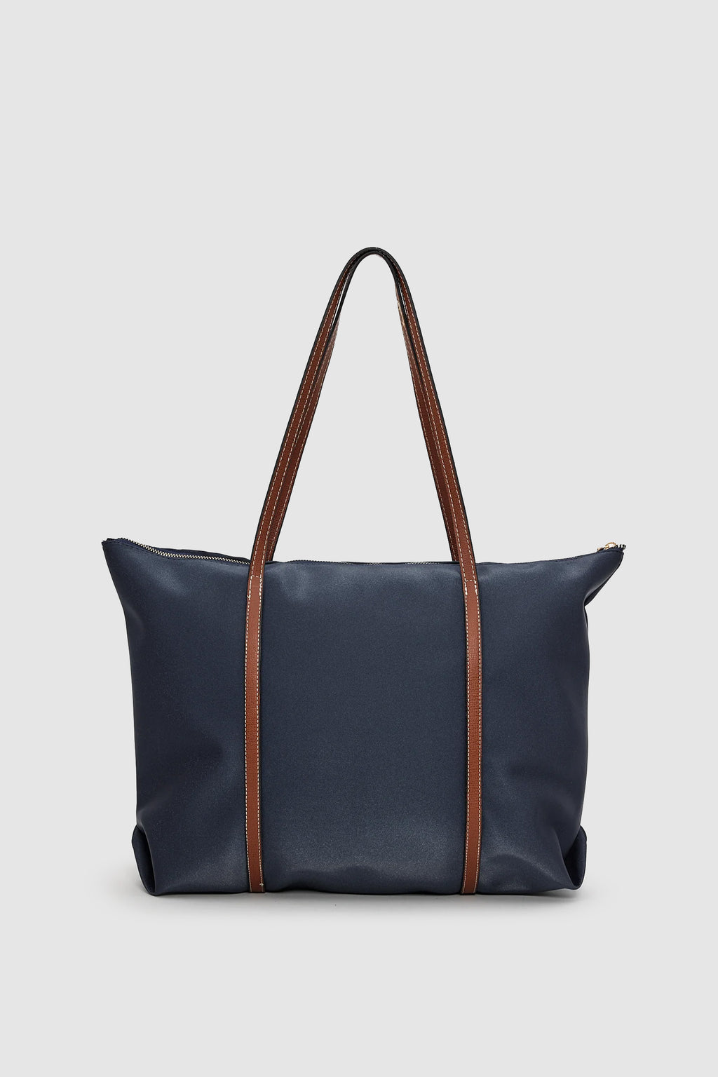 Velie Paraşüt Kumaş Şeritli Shopper Çanta Lacivert-Taba