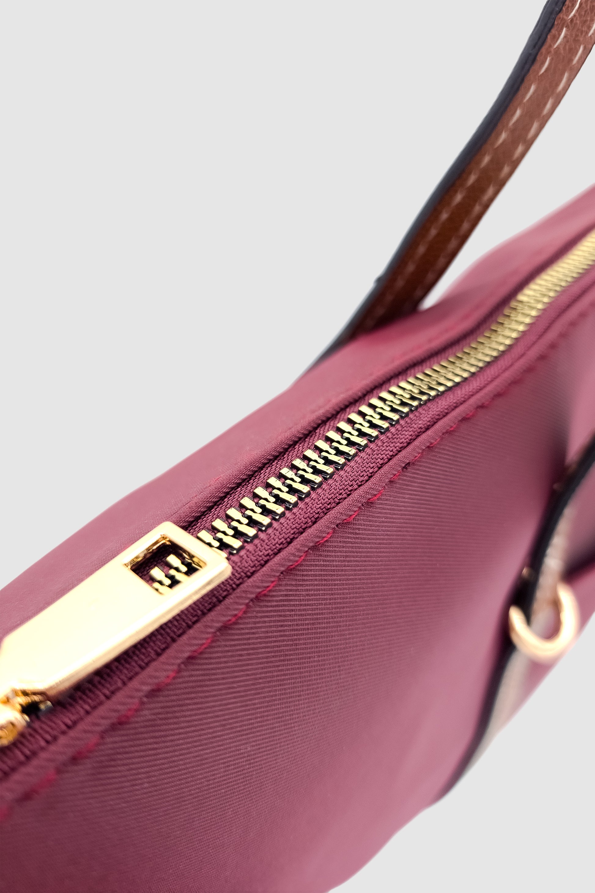 Velie Paraşüt Kumaş Şeritli Shopper Çanta Bordo-Taba