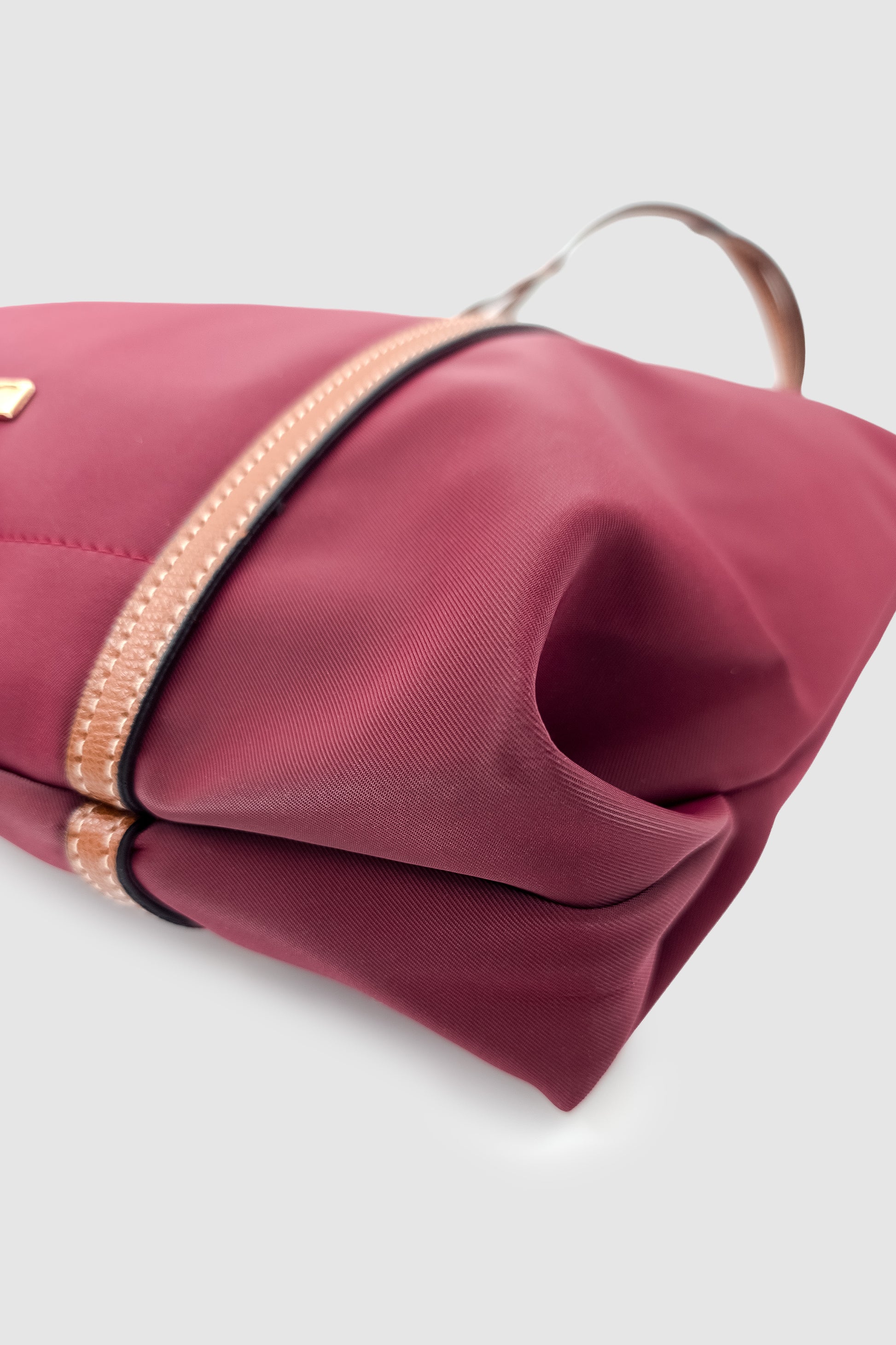 Velie Paraşüt Kumaş Şeritli Shopper Çanta Bordo-Taba