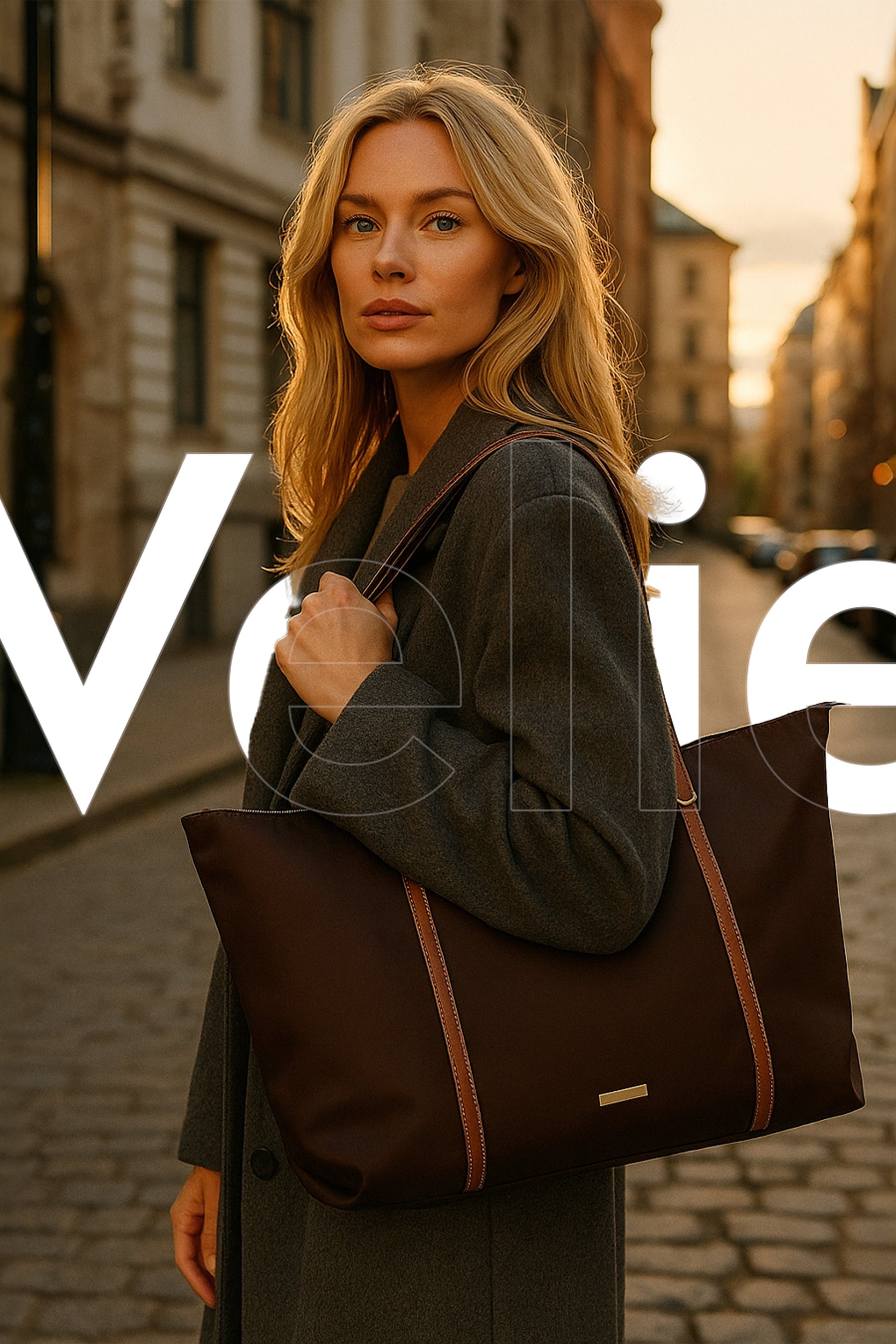 Velie Paraşüt Kumaş Şeritli Shopper Çanta Bordo-Taba
