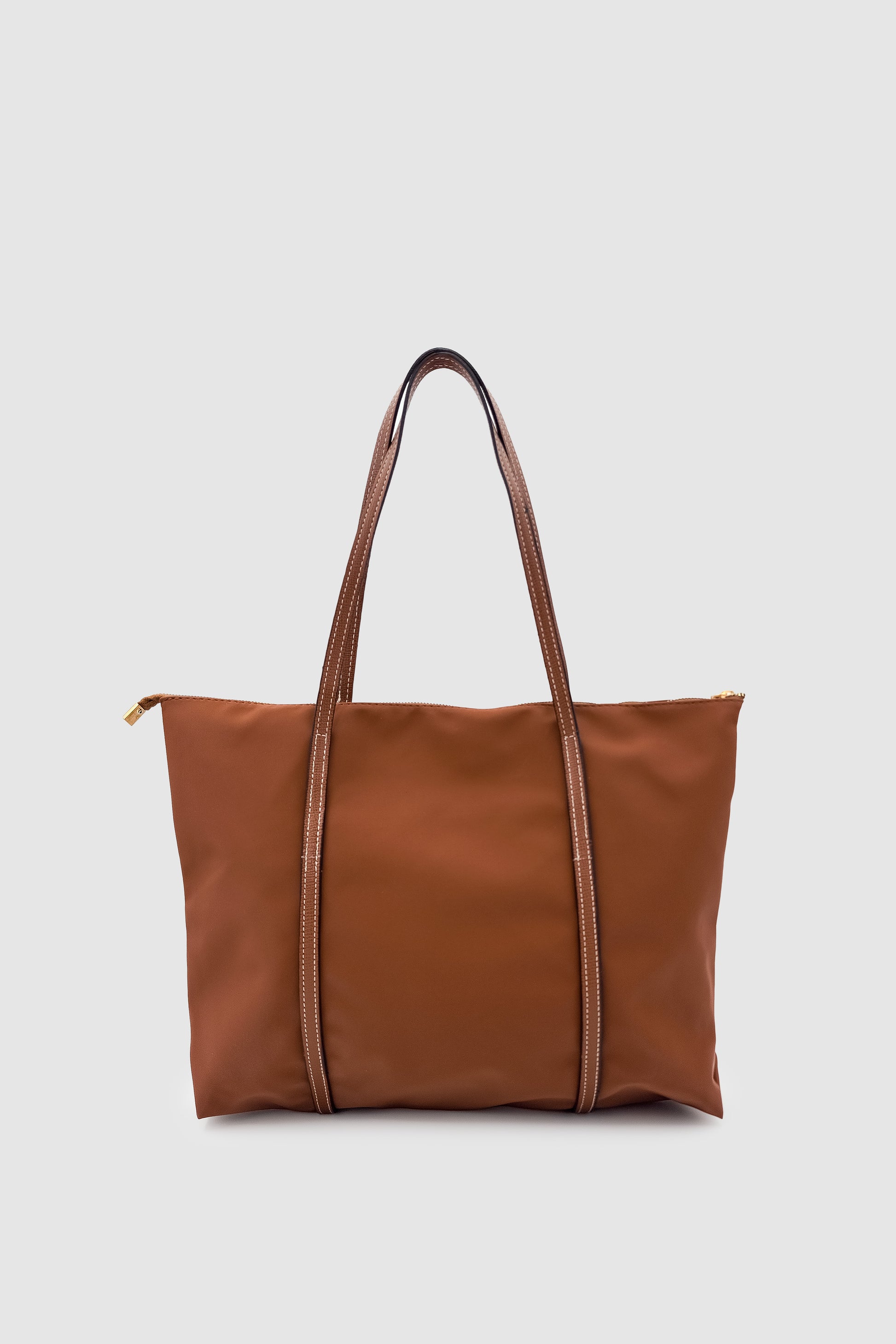 Velie Paraşüt Kumaş Şeritli Shopper Çanta Taba
