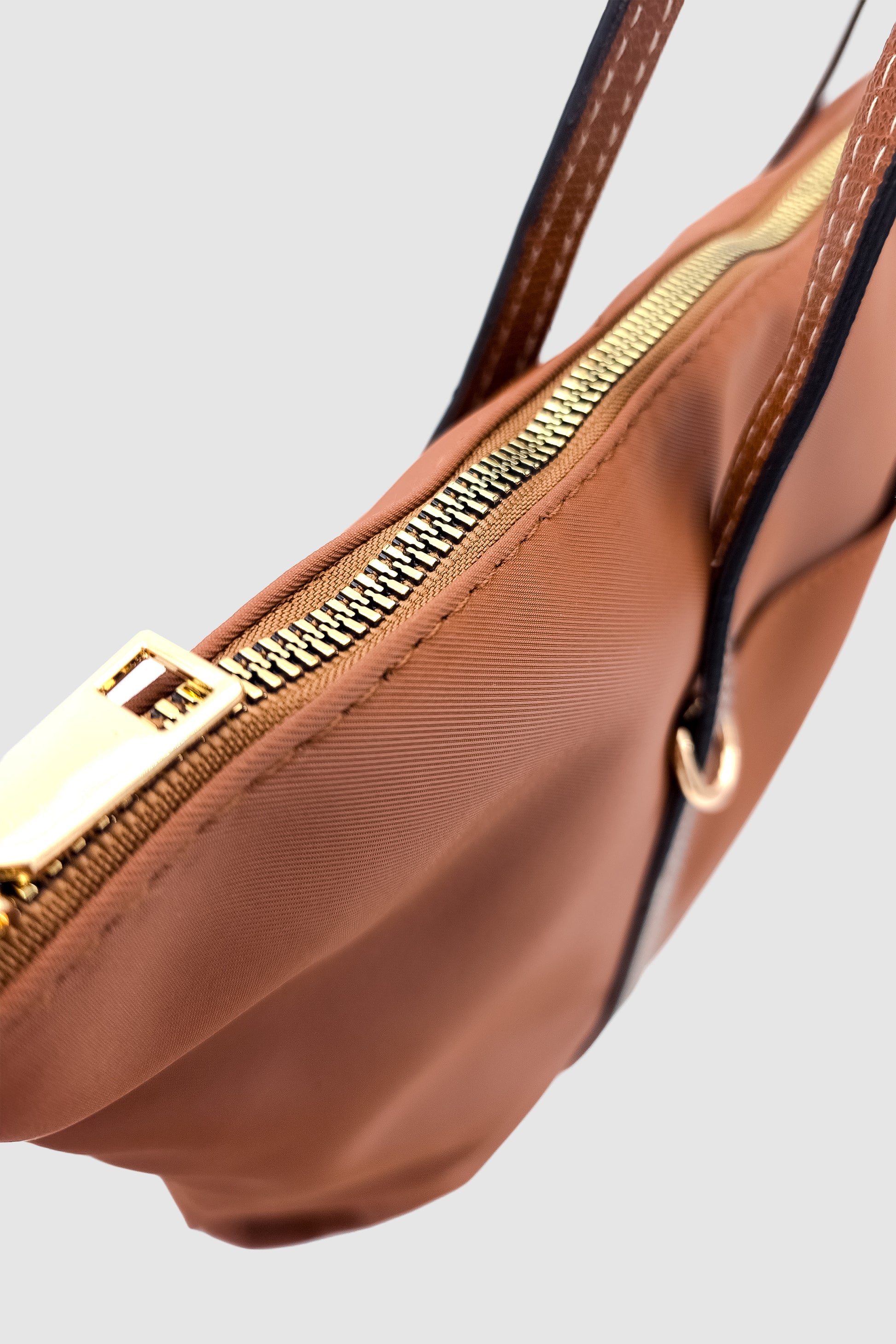 Velie Paraşüt Kumaş Şeritli Shopper Çanta Taba