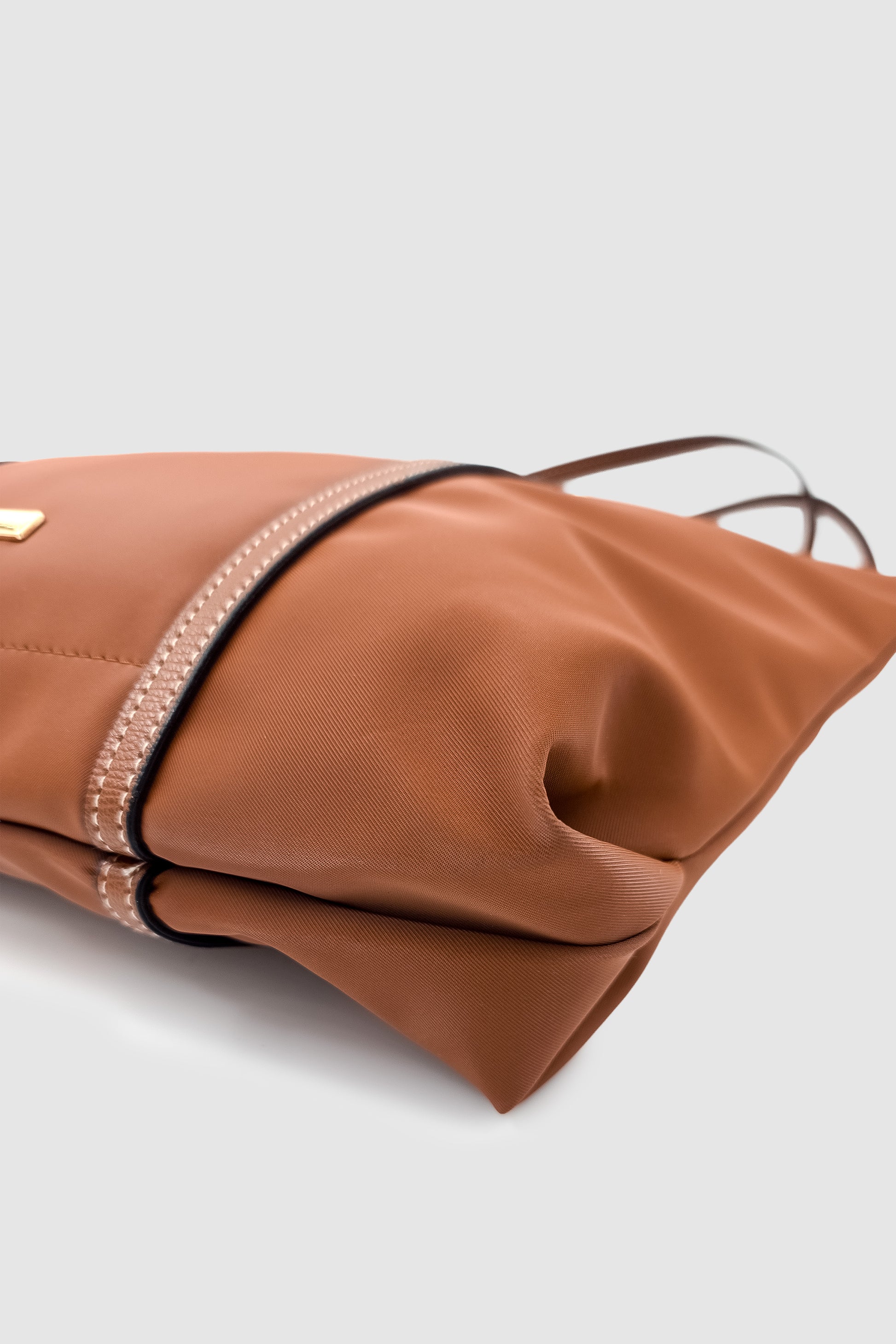 Velie Paraşüt Kumaş Şeritli Shopper Çanta Taba