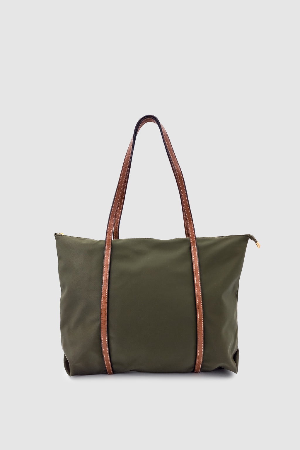 Velie Paraşüt Kumaş Şeritli Shopper Çanta Haki-Taba