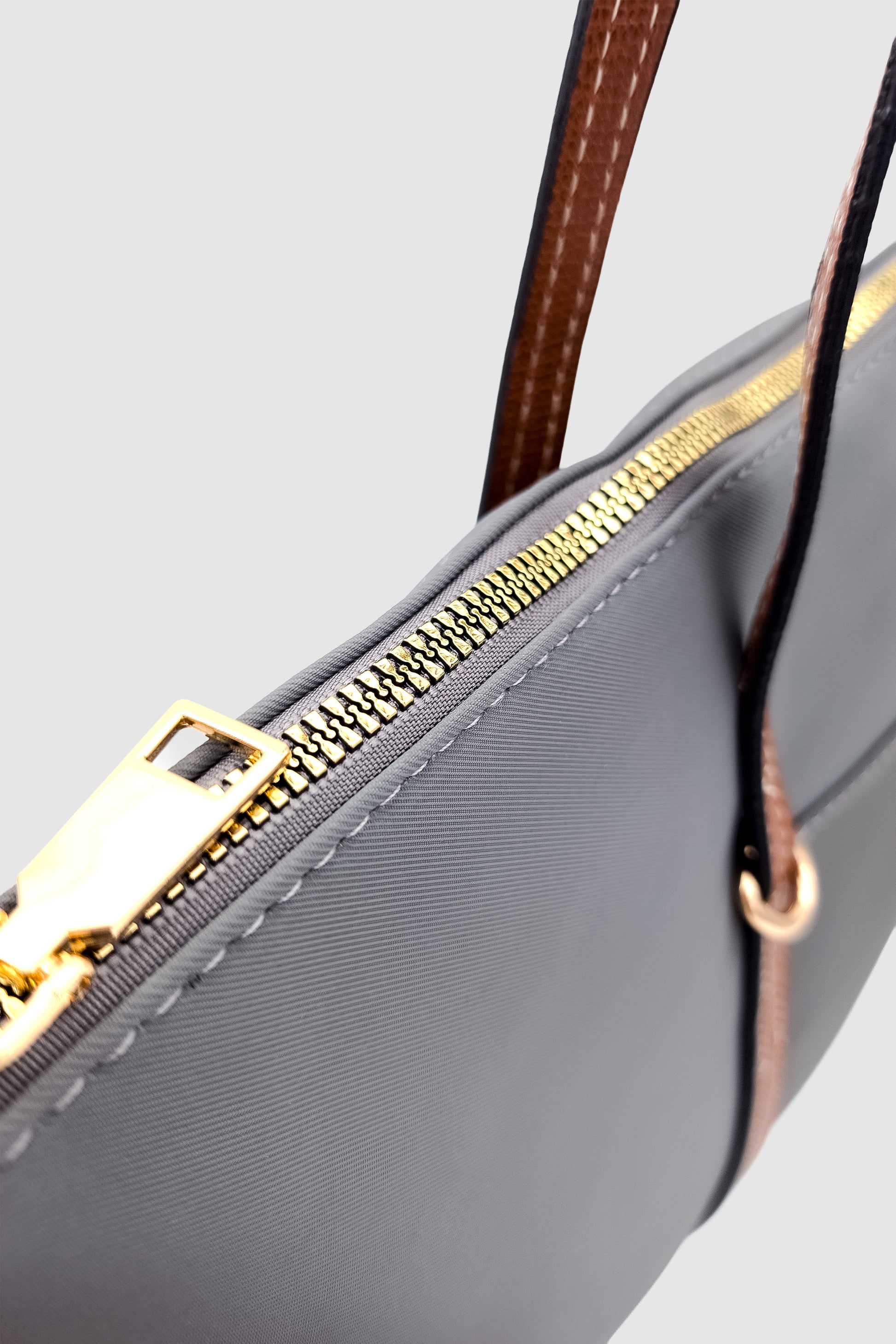 Velie Paraşüt Kumaş Şeritli Shopper Çanta Gri-Taba