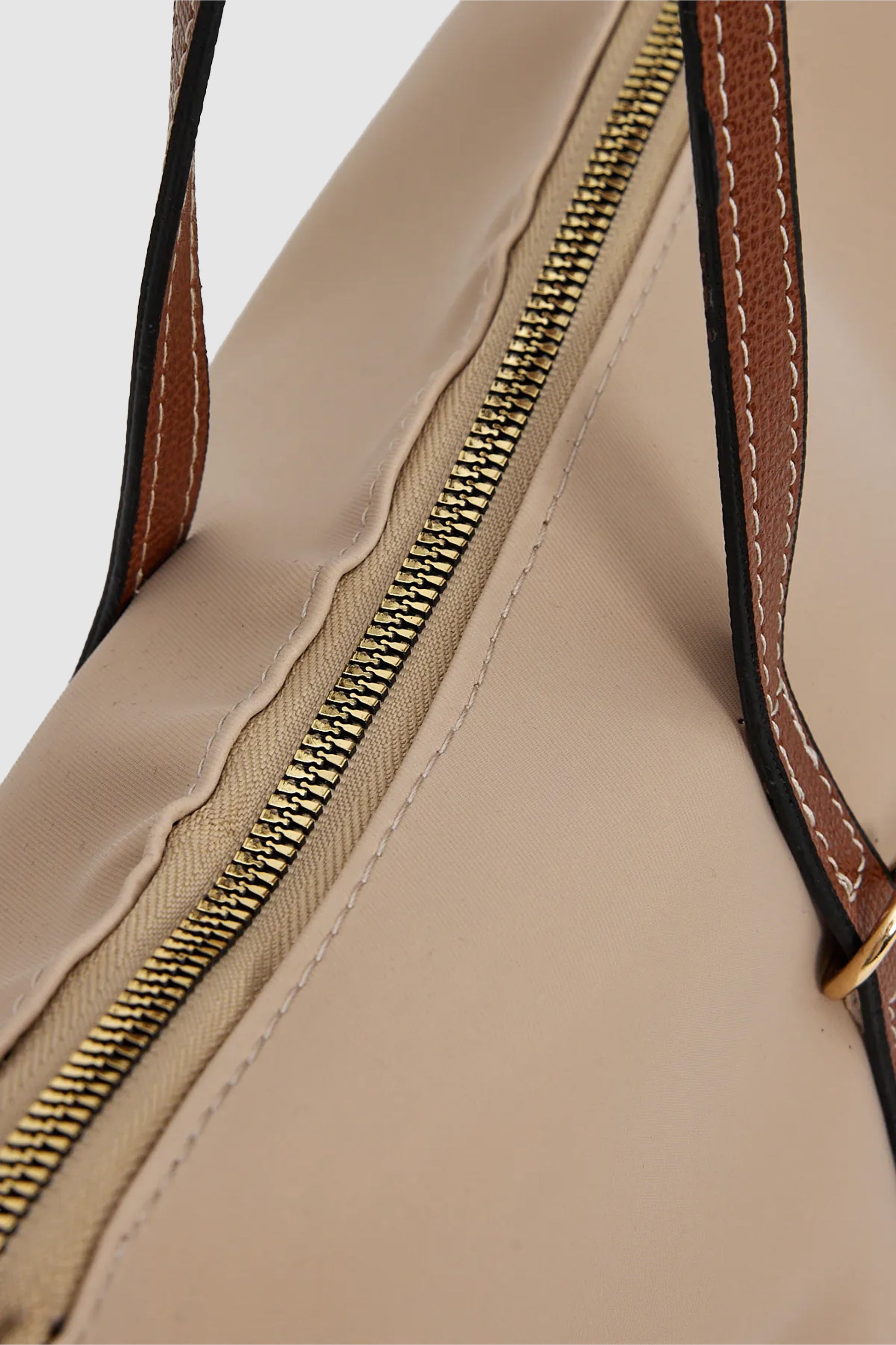 Velie Paraşüt Kumaş Şeritli Shopper Çanta Vizon-Taba