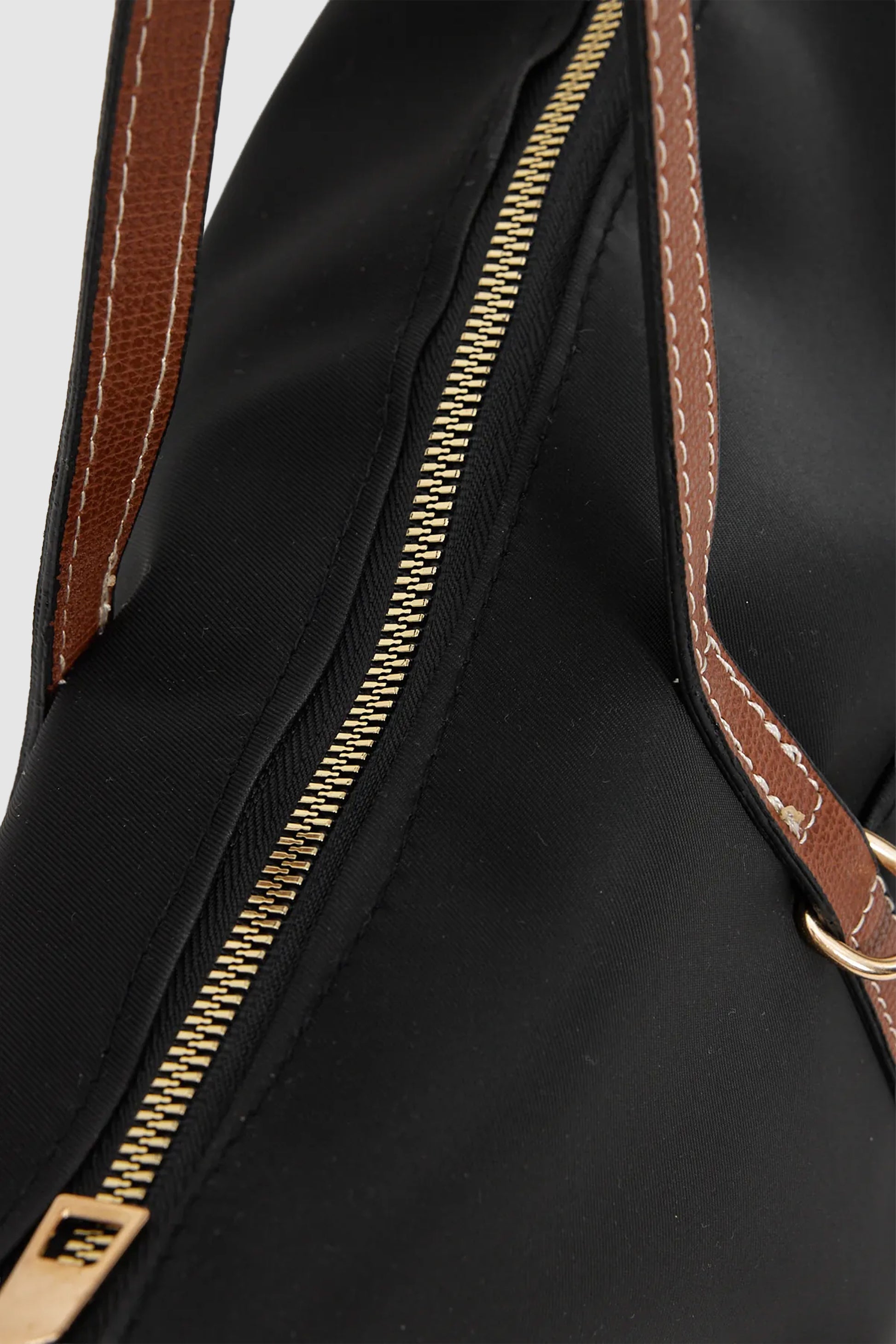Velie Paraşüt Kumaş Şeritli Shopper Çanta Siyah-Taba