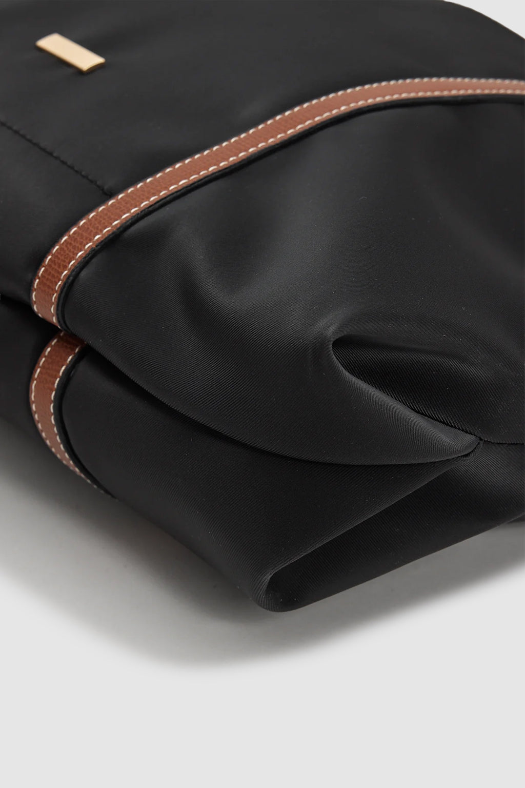 Velie Paraşüt Kumaş Şeritli Shopper Çanta Siyah-Taba