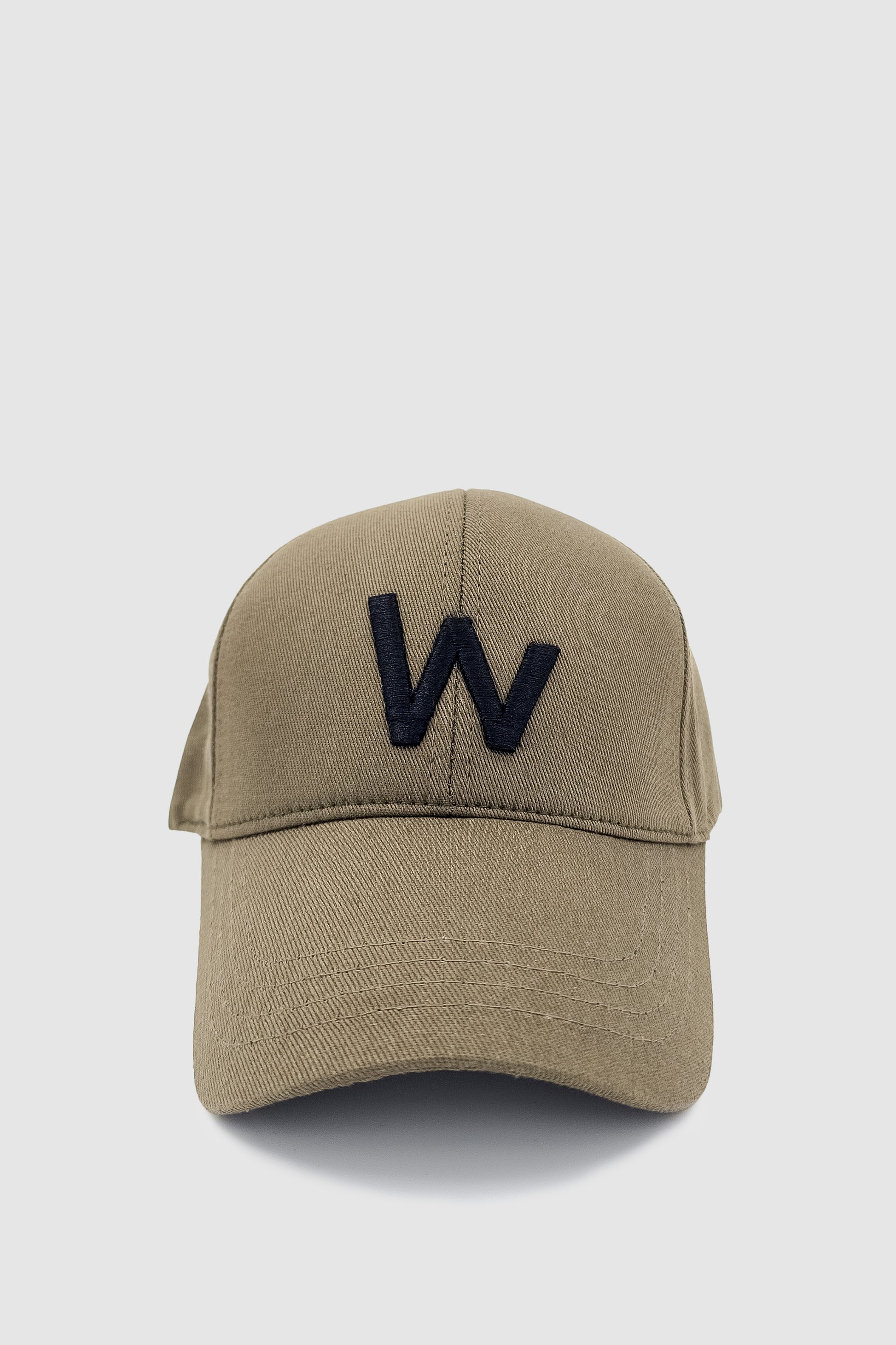 W Nakışlı Ayarlanabilir Unisex Spor, Günlük ve Outdoor Şapka / Kep Haki-Siyah
