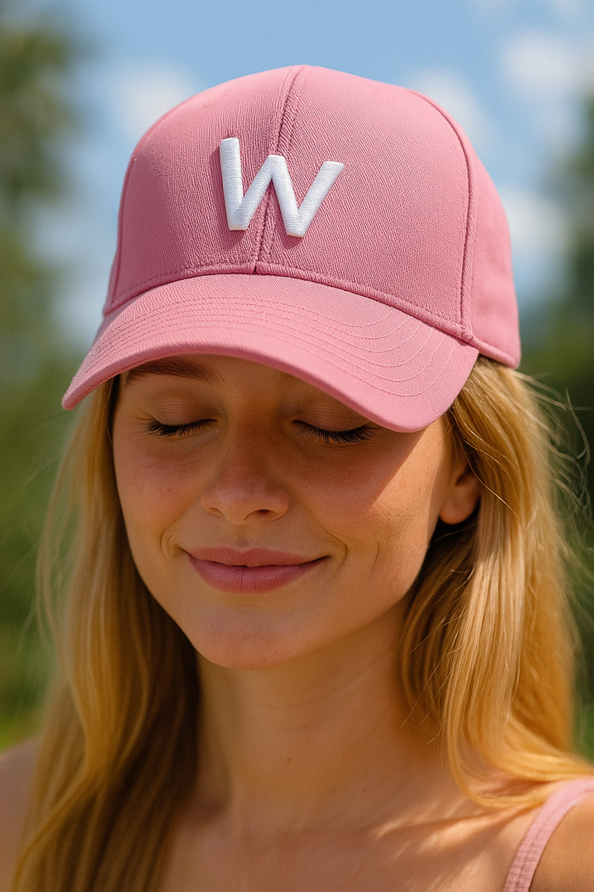 W Nakışlı Ayarlanabilir Unisex Spor, Günlük ve Outdoor Şapka / Kep Pembe