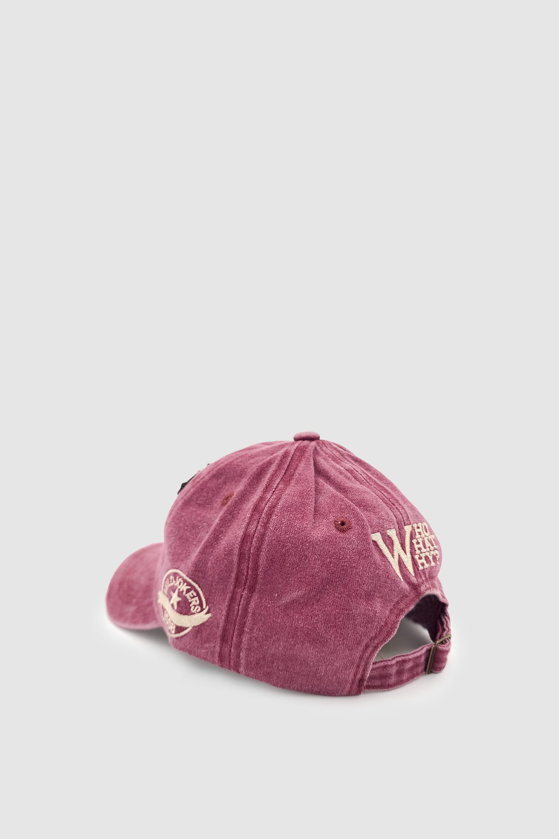 Vintage Tarz Yıpratmalı W Nakışlı Unisex Spor, Günlük ve Outdoor Şapka / Kep Bordo