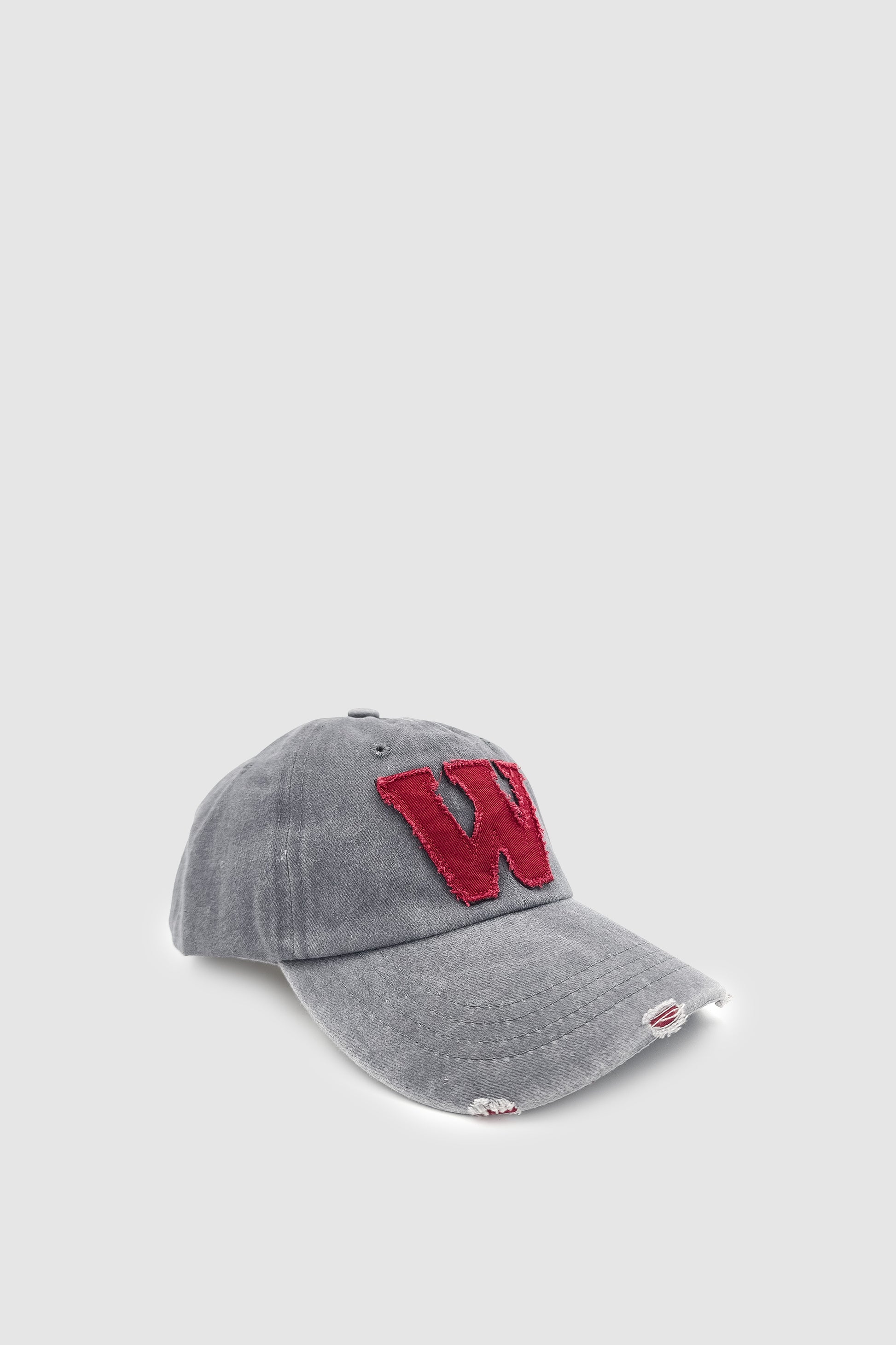 Vintage Tarz Yıpratmalı W Nakışlı Unisex Spor, Günlük ve Outdoor Şapka / Kep Gri