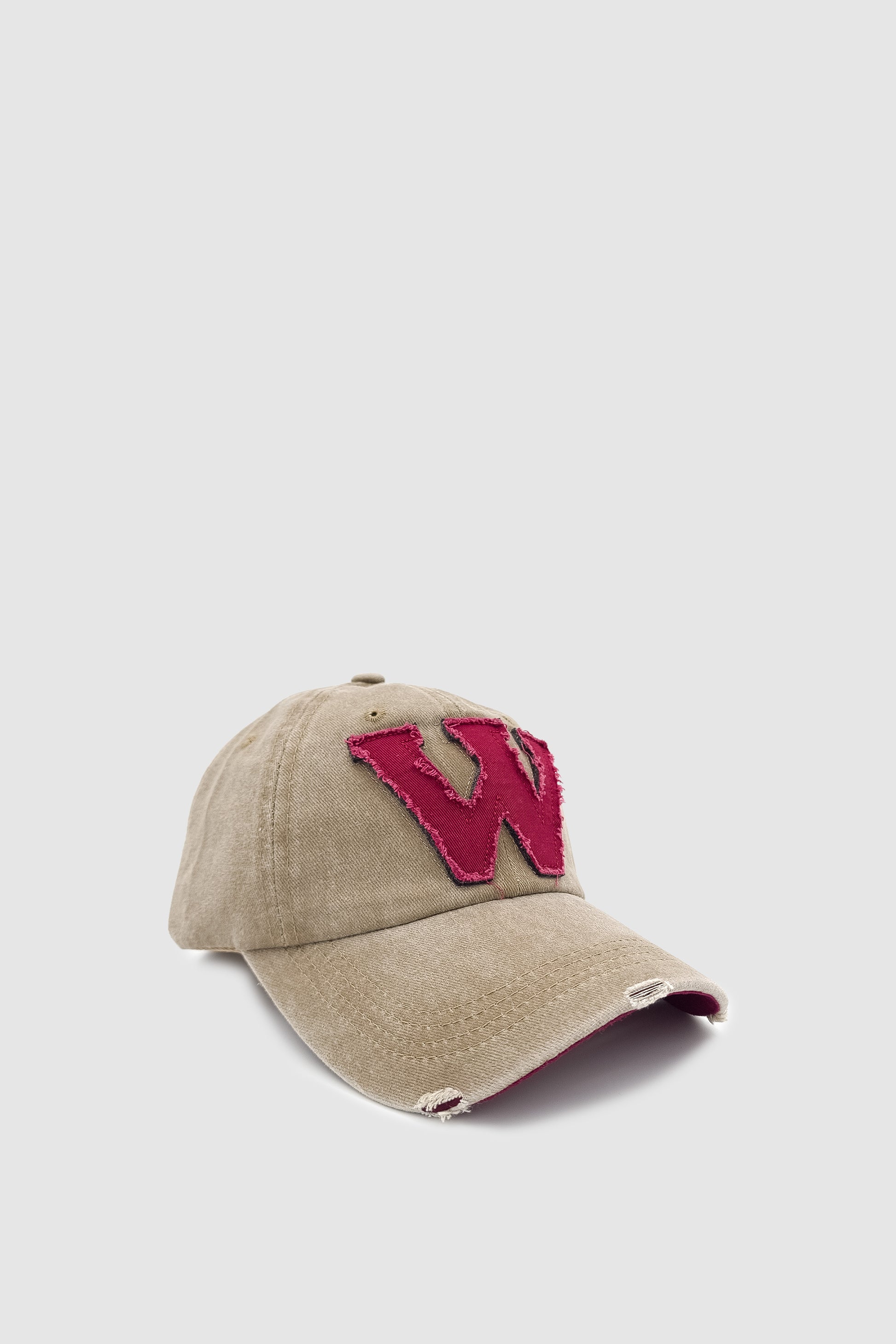 Vintage Tarz Yıpratmalı W Nakışlı Unisex Spor, Günlük ve Outdoor Şapka / Kep Vizon