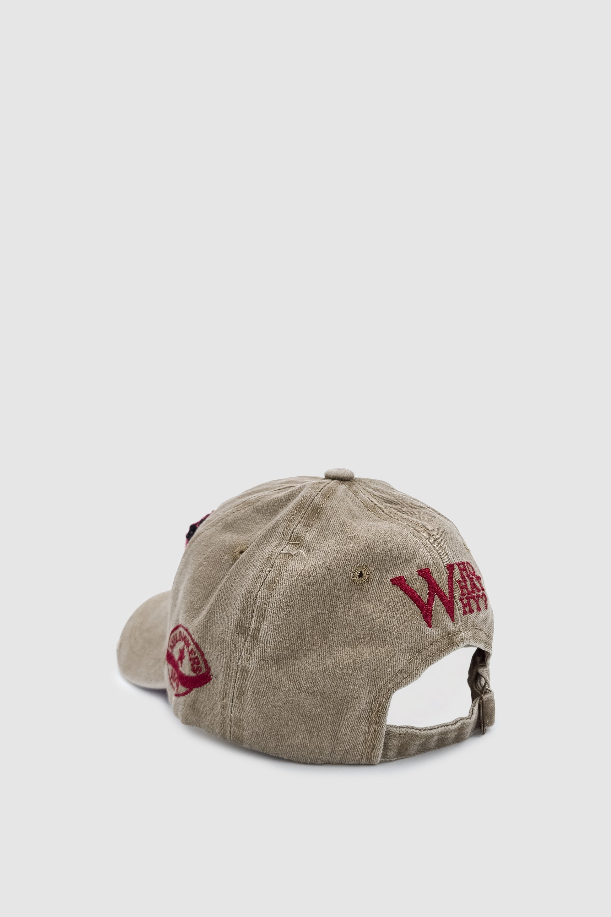 Vintage Tarz Yıpratmalı W Nakışlı Unisex Spor, Günlük ve Outdoor Şapka / Kep Vizon