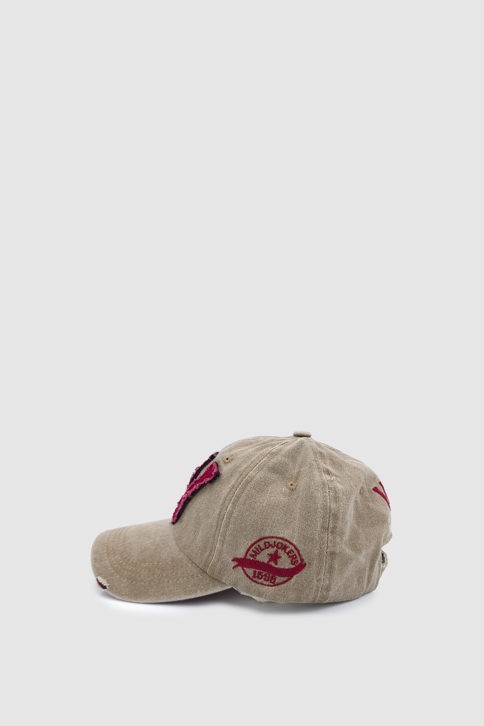 Vintage Tarz Yıpratmalı W Nakışlı Unisex Spor, Günlük ve Outdoor Şapka / Kep Vizon