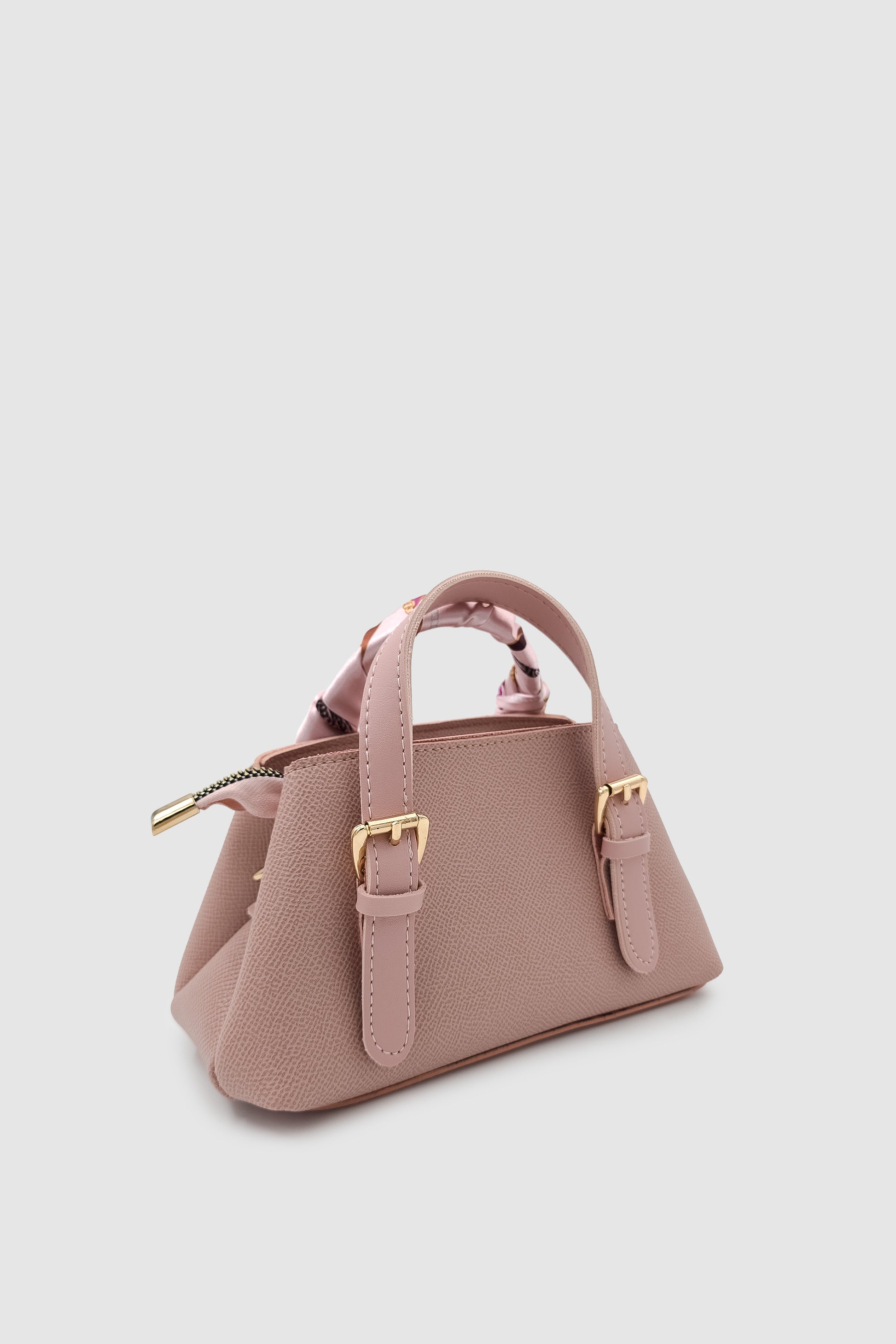 Coris Fularlı Saplı Mini Boy Çapraz Askılı El Çantası Pembe