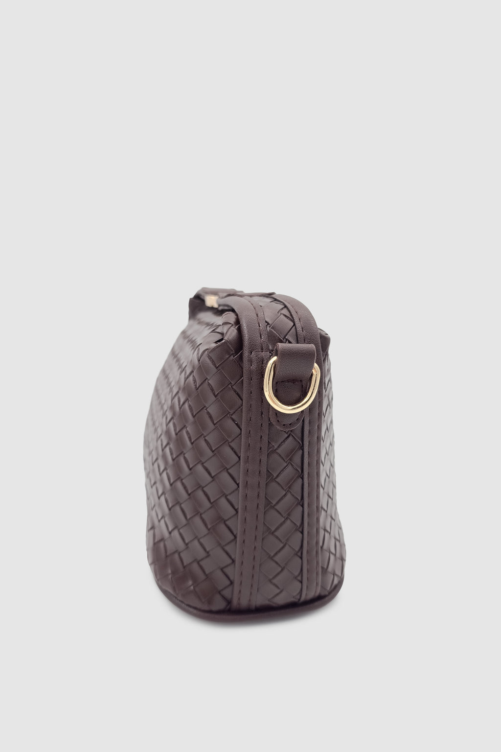 Zyren Toka ve Fermuar Kapamalı Örgü Desenli Çapraz Askılı El Çantası Acı Kahve