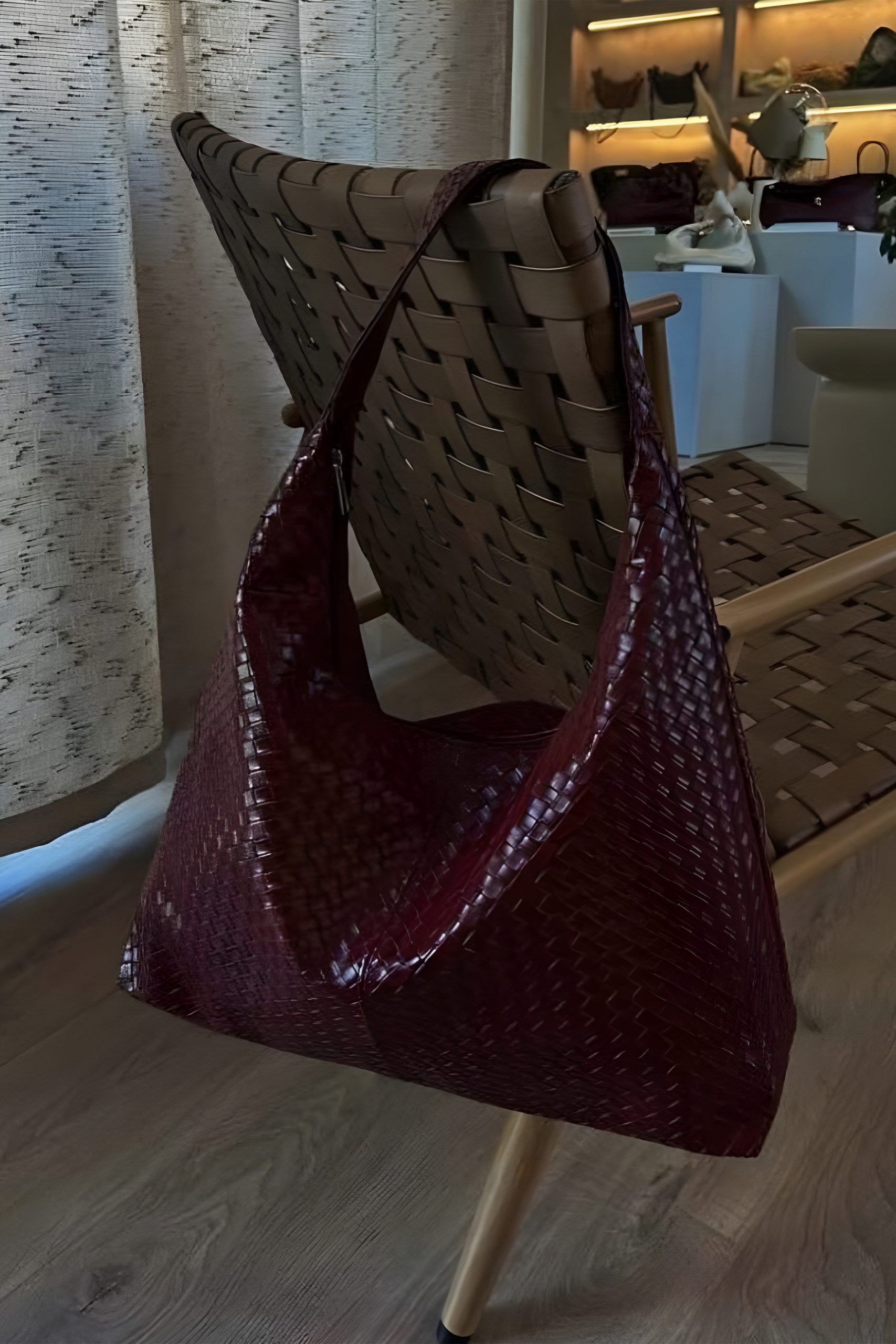 Plaro Haki Örgü Desen Büyük Hacimli Fermuarlı Hobo Omuz Çantası - Görsel 8