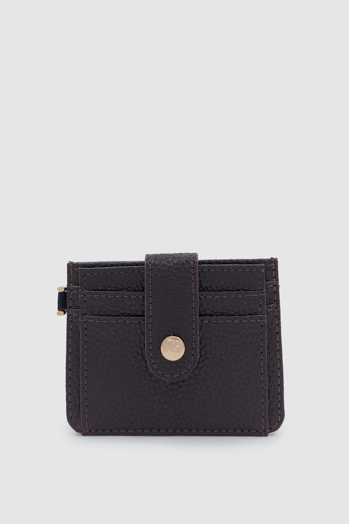 Fione Acı Kahve Çıtçıtlı ve Anahtarlıklı Mini Kadın Cüzdanı