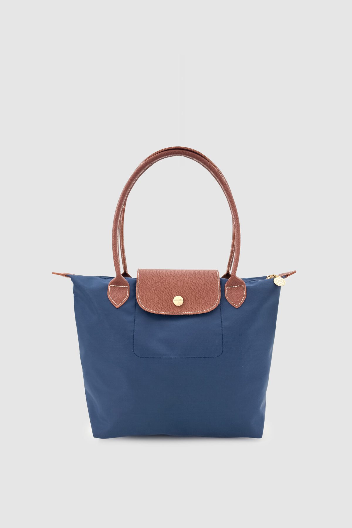 Liros Lacivert Taba Çıtçıt Kapaklı Katlanabilir Paraşüt Kumaş Büyük Boy Tote Çanta