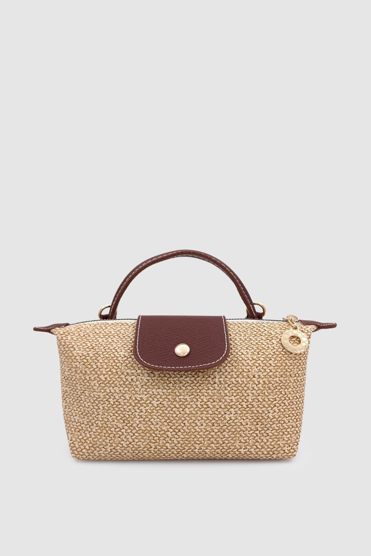 Vorin Vizon Taba Örme Hasır Mini El ve Çapraz Çanta