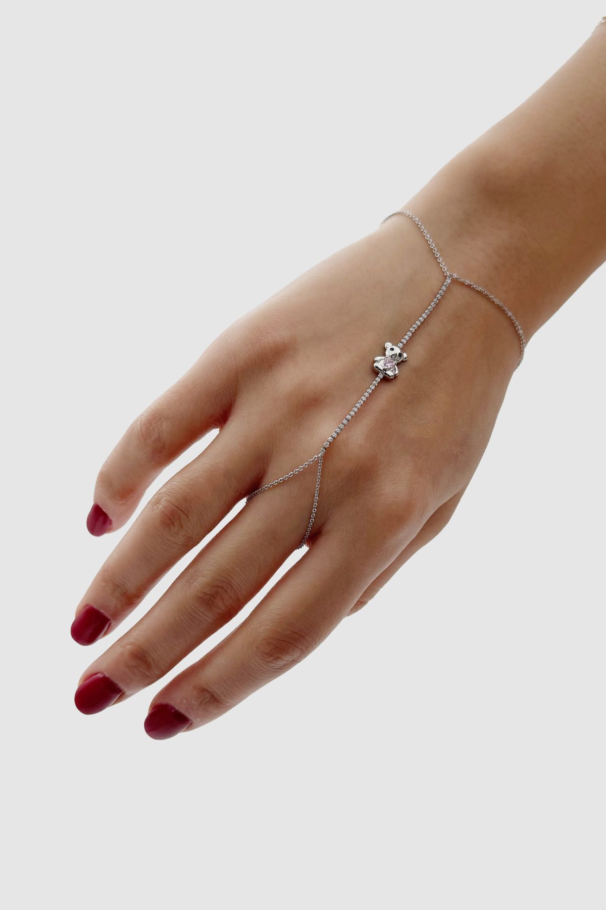 Pembe Kalp Detaylı Gümüş Kaplama Ayıcık Şahmeran