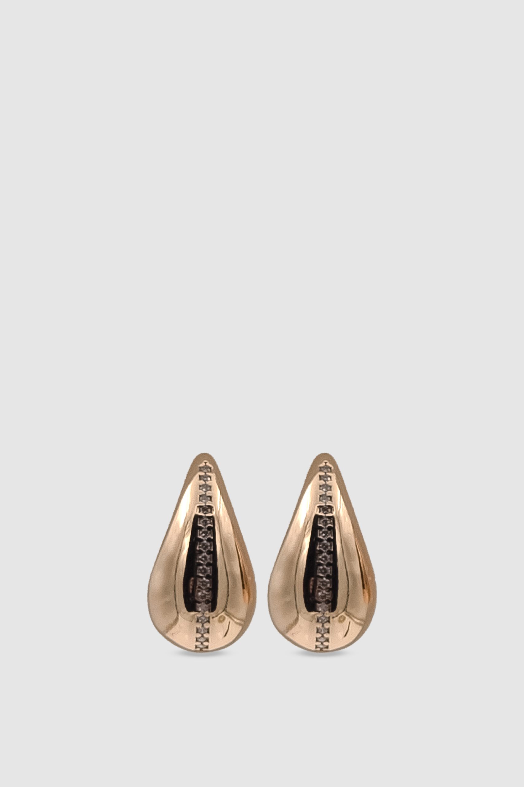 Zirkon Taş İşlemeli Modern Rose Gold Damla Küpe - Görsel 2